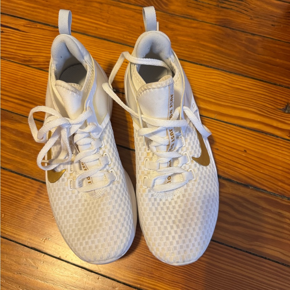 White and Gold Athletic Shoes